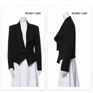 Helmut Lang Draped Shawl-Collar Jacket — Black — Size L